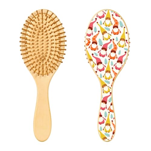 Holzhaarbürste, bunte Weihnachts-Zwerg-Haarbürste für lange, kurze, lockige, dicke, dünne Haare, Damen, Herren, Jungen, Mädchen von Mnsruu