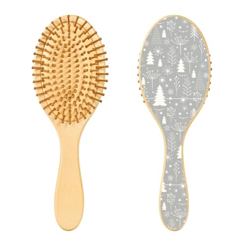 Holzhaarbürste, graue Weihnachts-Haarbürste für lange, kurze, lockige, dicke, dünne Haare, Damen, Herren, Jungen, Mädchen, Haarbürste von Mnsruu
