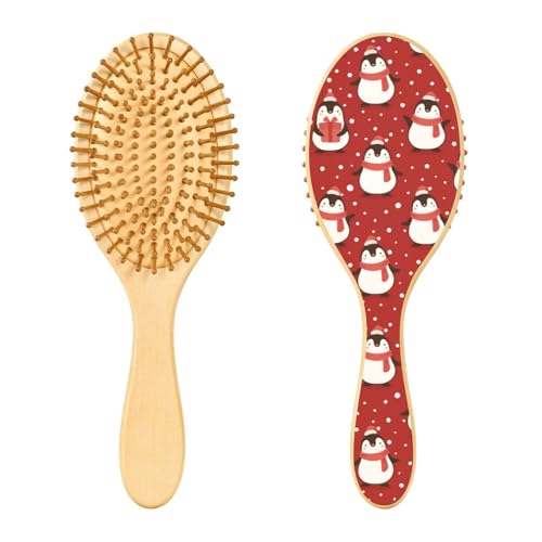 Holzhaarbürste, niedliche Weihnachts-Pinguin-Haarbürste für lange, kurze, lockige, dicke, dünne Haare, Damen, Herren, Jungen, Mädchen von Mnsruu