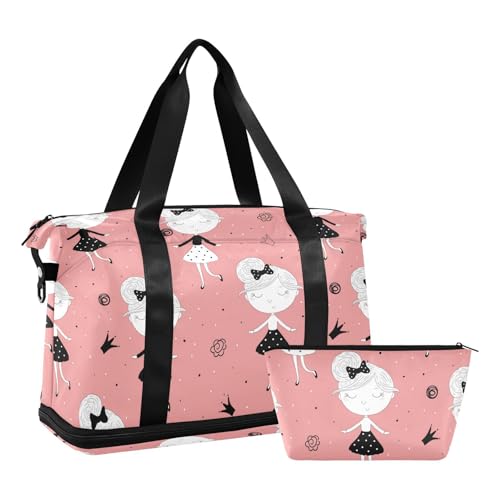 ISAOA Süße handgezeichnete Sporttasche mit süßem kleinen Mädchen, #01, Einheitsgröße, modisch von Mnsruu