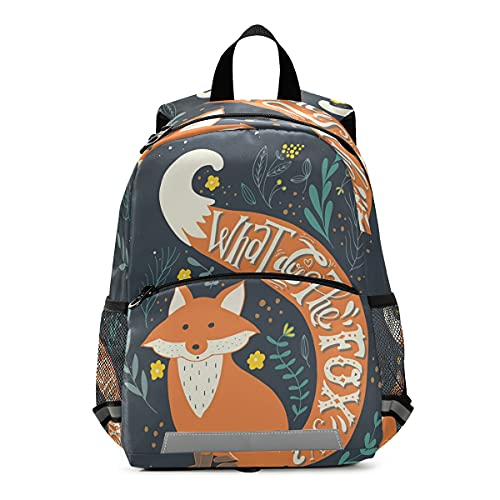 Isaoa Rucksack mit Zügeln für Jungen und Mädchen, niedlicher Fuchs, Blumenmuster, Kinder-Rucksack, Tagespflegetasche, Vorschule, Kindergarten, Reisetasche mit Brustclip von Mnsruu