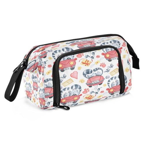 Just Married Federmäppchen mit Katzenmotiv, großes Fassungsvermögen, für Büro, Schule, Rot, mehrfarbig, Schulranzen von Mnsruu