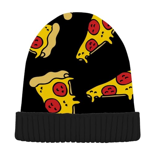 Käse Pizza Beanie Mütze Wintermütze Kaltes Wetter Strickmützen Warme Slouchy Hut für Damen Herren, Käse-Pizza, 56 von Mnsruu