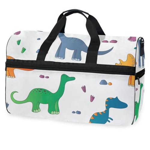 Kinderliche Reisetasche mit nahtlosem Muster mit niedlichen Dinosauriern, für Männer, Frauen, Jungen, Mädchen, Teenager, übergroße Sporttasche mit Schuhfach, Übernachtung, Wochenende, Yoga, Workout, von Mnsruu