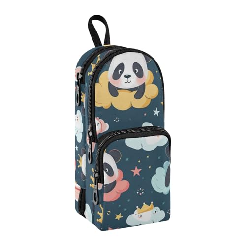 Kleine Pandas Wolken Sterne Federmäppchen Große Kapazität Stifttasche mit Fach Schüler Schultasche Form Schreibwaren Organizer Bleistifttasche Marker Etui für Schule Büro Arbeit, Kleine Pandas Wolken von Mnsruu