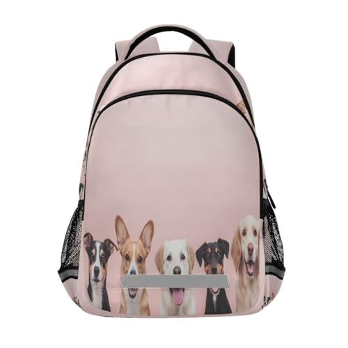 Knolling of Various Worldwide Types of Dogs Plain Colo Backpacks for Kids School Bag Student Backpack Bookbag for Boys Girls Casual Bag, Knolling of Various Worldwide Types of Dogs Plain Colo von Mnsruu