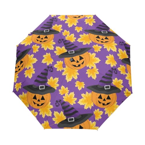 Kompakter Halloween-Regenschirm, Kürbis-Design, automatisches Öffnen, Schließen, Reise, winddicht, UV-beständig, Mehrfarbig, Einheitsgröße von Mnsruu