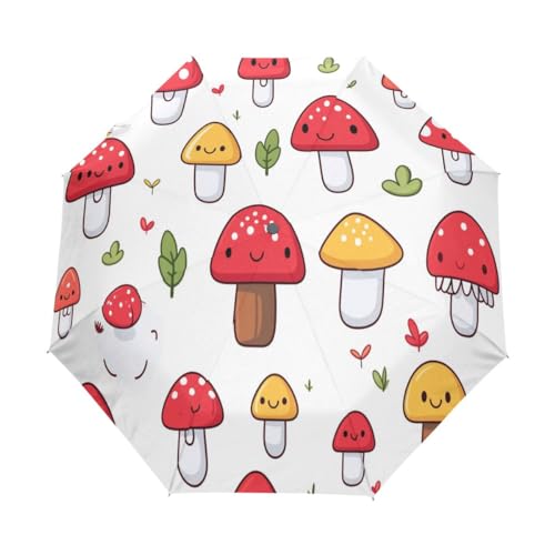 Kompakter Pilz-Regenschirm, automatisches Öffnen, Schließen, Regenschirm, Reisen, winddicht, UV-beständig, Mehrfarbig, Einheitsgröße von Mnsruu