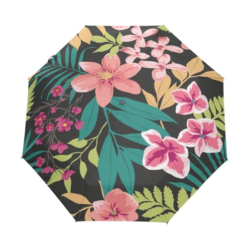 Kompakter Regenschirm mit Blumenmuster, automatisches Öffnen, Schließen, Regenschirm, Reisen, winddicht, UV-beständig, Mehrfarbig, Einheitsgröße von Mnsruu