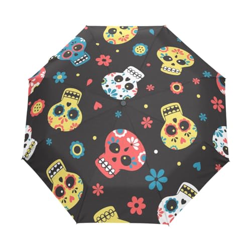Kompakter Regenschirm mit Blumenmuster, automatisches Öffnen, Schließen, Reise, winddicht, UV-beständig, Mehrfarbig, Einheitsgröße von Mnsruu