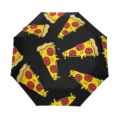 Kompakter Regenschirm mit Käse-/Pizza-Motiv, automatisches Öffnen, Schließen, Reise, winddicht, UV-beständig, Mehrfarbig, Einheitsgröße von Mnsruu