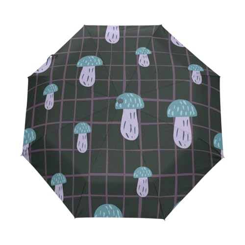 Kompakter Regenschirm mit Pilzkaro, automatisches Öffnen, Schließen, Regenschirm, Reisen, winddicht, UV-beständig, Mehrfarbig, Einheitsgröße von Mnsruu