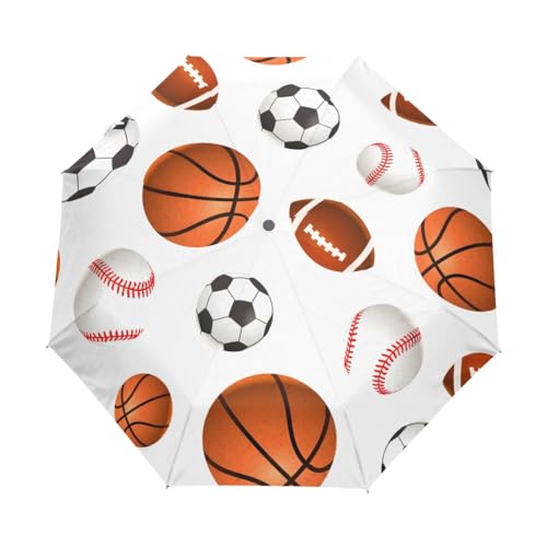Kompakter Regenschirm mit Sportball-Druck, automatisches Öffnen, Schließen, Regenschirm, Reisen, winddicht, UV-beständig, Mehrfarbig, Einheitsgröße von Mnsruu