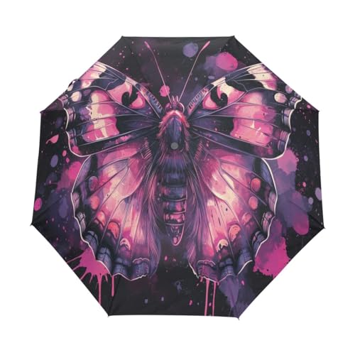 Kompakter Regenschirm mit abstraktem Schmetterling, automatisches Öffnen, Schließen, Reise, winddicht, UV-beständig, Mehrfarbig, Einheitsgröße von Mnsruu