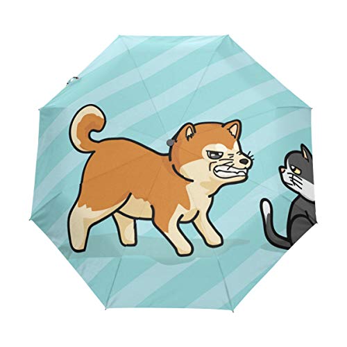 Kompakter Reise-Regenschirm, niedlicher Shiba Inu Hunde-Regenschirm, automatisches Öffnen, Schließen, winddicht, UV-Schutz von Mnsruu
