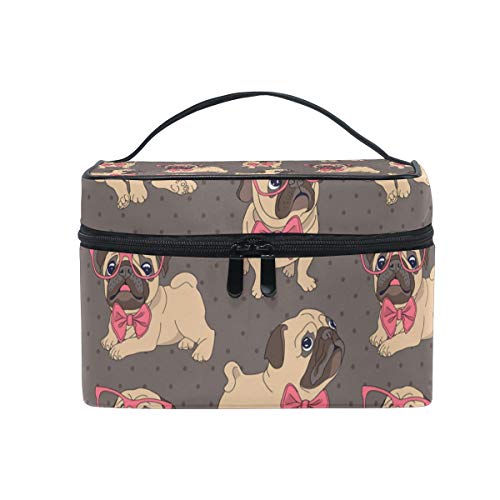 Kosmetiktasche, Mops Welpen kosmetische Kulturbeutel Lagerung Veranstalter Fall große Reise Griff Beutel Teenager-Mädchen Frauen Lady von Mnsruu