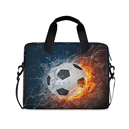 Laptoptasche für Jungen, 35,6 cm (15,6 Zoll), 3D-Fußball, Blau, Fire Kids 10, Tablet-Hülle, Handtaschen für die Sekundarschule, Herren, 15,6 Zoll (39,6 cm), Computertasche, Aktentasche, Schwarz , von Mnsruu