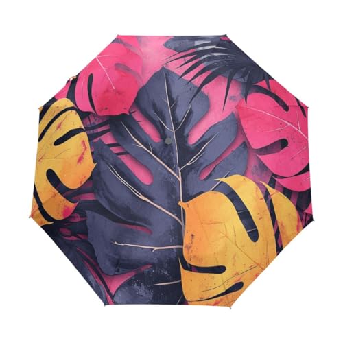 Leaf Kompakter Regenschirm, automatisches Öffnen, Schließen, Regenschirm, Reisen, winddicht, UV-beständig, Mehrfarbig, Einheitsgröße von Mnsruu