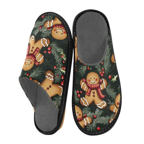 Lebkuchenmann Weihnachten Ball Muster Haus Hausschuhe für Damen Herren Warme Hausschuhe Hausschuhe Hausschuhe Indoor Outdoor Hausschuhe, Mehrfarbig, 45/45.5 EU von Mnsruu