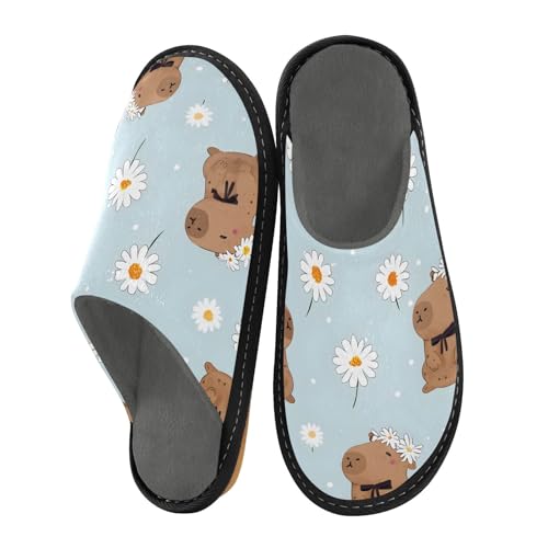 Little Daisy Capybara Pattern House Slippers for Women Men Warm Slippers House Shoes Indoor Outdoor Slippers, Mehrfarbig, 37.5/38 EU von Mnsruu