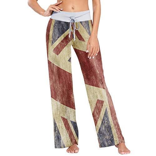 MNSRUU Grunge Union Jack Damen-Pyjama, Loungehose, leger, Stretch, weites Bein Gr. Large, mehrfarbig von Mnsruu