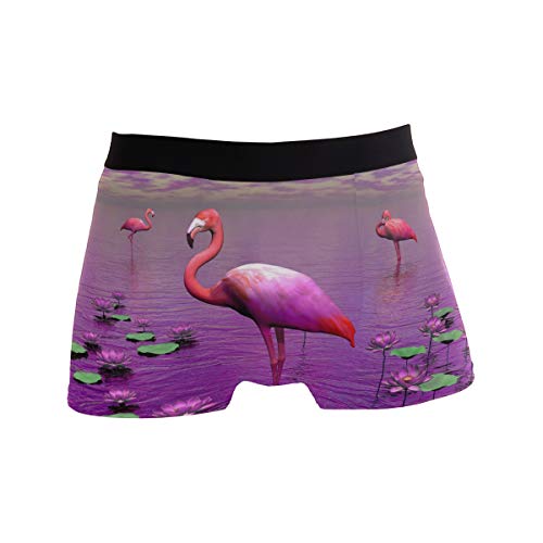 MNSRUU Herren Unterhose Flamingo Wasserlilie Regular Leg Boxershorts Pink Gr. L, Multi von Mnsruu