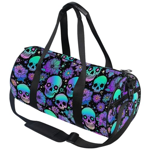 MNSRUU Mystical Ram Totenkopf-Sporttasche, Reisetasche, Reisetasche, Übernachtungstasche für Männer und Frauen, Seesäcke für Reisen, Goth 13, OneSize von Mnsruu