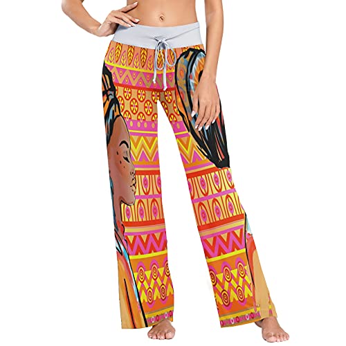 MNSRUU Schöne afrikanische Frau Tribal Frauen Damen Pyjama Loungehose Casual Stretch Hose Weites Bein Gr. Small, mehrfarbig von Mnsruu