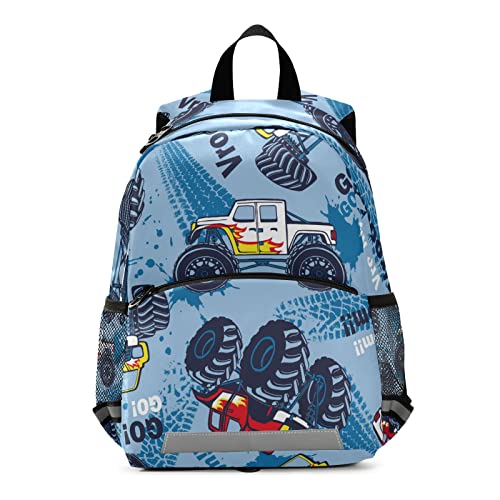 Mnrsuu Kinder-Rucksack, Rennwagen, Autos, blau, Kindergarten, leichte Büchertaschen für Vorschule, Teenager, Kleinkinder, modischer Tagesrucksack, Rucksack, mehrfarbig, Größe L von Mnsruu