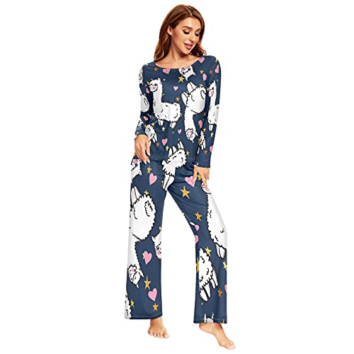 Mnsruu Alpaka Lama Star Heart Schlafanzug-Set für Damen, 2-teilig, langärmelig, Nachtwäsche, Lounge-Sets, mehrfarbig, 36 Mnsruu Alpaka Lama Star Heart Schlafanzug-Set für Damen, 2-teilig, langärmelig, Nachtwäsche, Lounge-Sets, mehrfarbig, 36 von Mnsruu