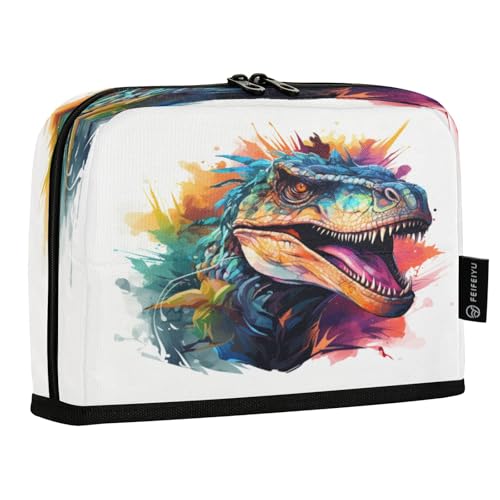 Mnsruu Aquarell-Dinosaurier-Federmäppchen, großes Fassungsvermögen, Stifteetui für Jungen und Mädchen, mehrschichtiges Stifteetui, Stiftehalter, Schreibwaren-Organizer für Schule, Büro, Arbeit von Mnsruu