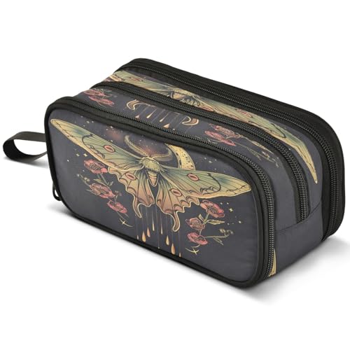 Mnsruu Aquarell-Federmäppchen mit Kuhblumenkranz, großes Fassungsvermögen, Stifteetui mit 3 Fächern, Stifthalter, Organizer, Schreibwaren-Tasche, B072, Kinderrucksack von Mnsruu