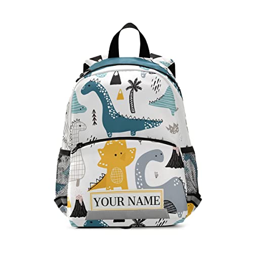 Mnsruu Benutzerdefinierter Namens-Rucksack, personalisierter Kinder-Rucksack für Jungen und Mädchen, niedlicher Dino-Rucksack, skandinavischer Stil, Kindergarten von Mnsruu