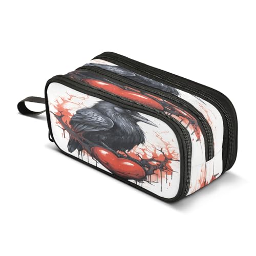 Mnsruu Black Bird Federmäppchen mit großem Fassungsvermögen, 3 Fächer, für Schulbedarf, Jungen und Mädchen, mehrfarbig, Einheitsgröße, Taschen-Organizer Mnsruu Black Bird Federmäppchen mit großem Fassungsvermögen, 3 Fächer, für Schulbedarf, Jungen und Mädchen, mehrfarbig, Einheitsgröße, Taschen-Organizer von Mnsruu