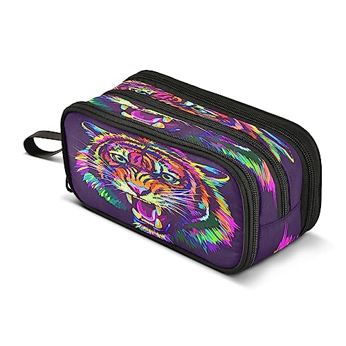 Mnsruu Bunte Tiger Federmäppchen Jungen Mädchen Stifttasche Große Kapazität Schule Büro Schreibwaren Organizer Bleistift Pouch Halter Reißverschluss Kinder Teenager Erwachsene, A1621, 22.5x9x11cm, von Mnsruu