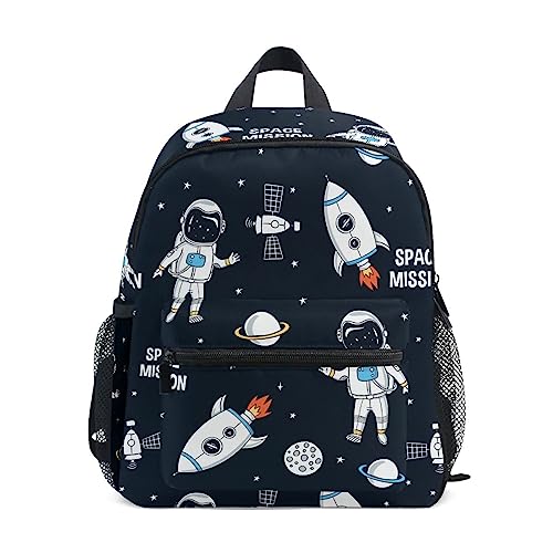 Mnsruu Cartoon Astronauten Space Rockets Kleinkind Rucksack Vorschulrucksack Jungen Mädchen Kinder Kindergarten Schultasche, A1125, 25.40x30.5x10cm von Mnsruu