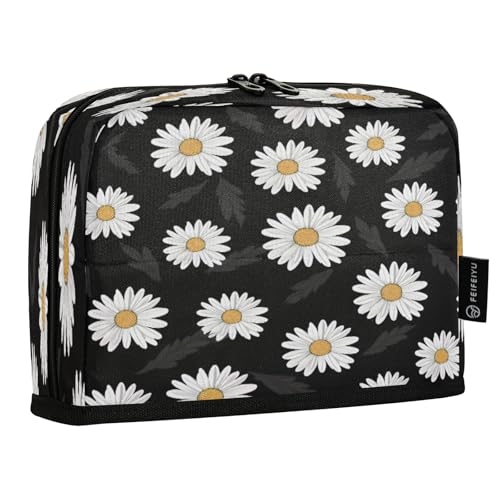 Mnsruu Daisy Stehendes Federmäppchen, großes Fassungsvermögen, für Jungen und Mädchen, mehrschichtiges Stifteetui, Stifthalter, Schreibwaren-Organizer für Schule, Büro, Arbeit, Schwarz von Mnsruu