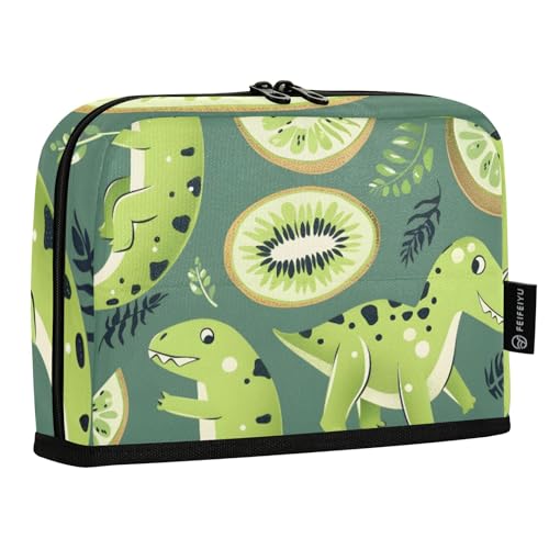 Mnsruu Dinosaurier-Federmäppchen, Kiwi-Früchte, Stehendes Federmäppchen, großes Fassungsvermögen, Stiftetasche für Jungen und Mädchen, mehrschichtiges Stifteetui, Stifthalter, Schreibwaren-Organizer von Mnsruu