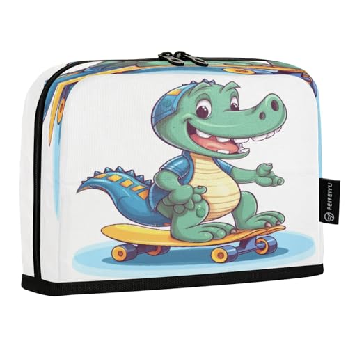 Mnsruu Dinosaurier-Skateboard-Federmäppchen, großes Fassungsvermögen, Stifttasche für Jungen und Mädchen, mehrschichtiges Stifteetui, Stifthalter, Schreibwaren-Organizer für Schule, Büro, Arbeit von Mnsruu