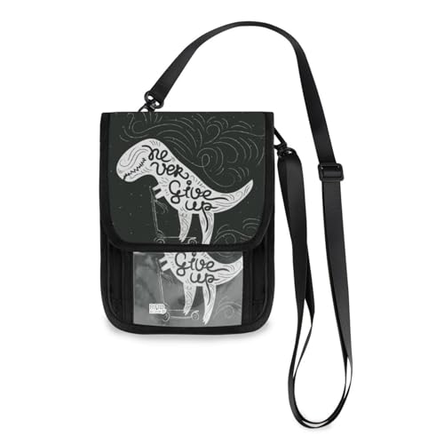 Mnsruu Doodle Reisebrieftasche mit niedlichem Dinosaurier-Motiv, Reisepasshalter, Kreditkartenetui, Unisex, Crossbody-Börse, Reisebrieftasche mit verstellbarem Riemen, #01, Einheitsgröße, modisch von Mnsruu