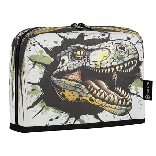 Mnsruu Ein handgezeichnetes Dinosaurier-Gesicht und Graffiti-Federmäppchen, großes Fassungsvermögen, Stifttasche für Jungen und Mädchen, mehrschichtiges Stifteetui, Stifthalter, Schreibwaren-Organizer von Mnsruu