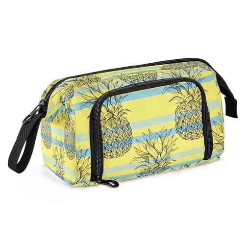Mnsruu Federmäppchen, Motiv: Ananas, Grunge Stripes, großes Fassungsvermögen, Stifteetui, Schreibwaren, Büro, Organizer-Tasche für Erwachsene, Ananas-Grunge-Streifen, Einheitsgröße, modisch von Mnsruu