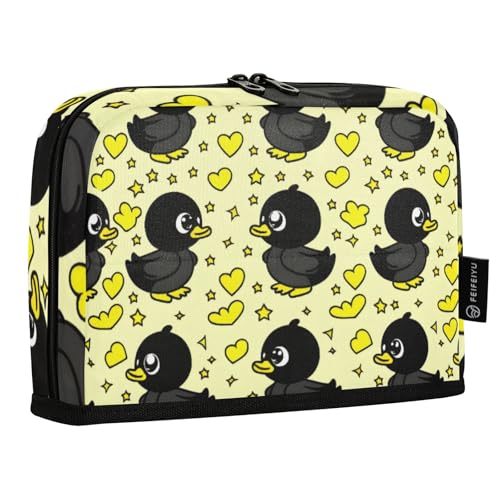 Mnsruu Federmäppchen, Motiv: Ente mit Cartoon-Motiv, stehend, großes Fassungsvermögen, für Jungen und Mädchen, mehrschichtiges Stifteetui, Stifthalter, Schreibwaren-Organizer für Schule, Büro, Arbeit von Mnsruu