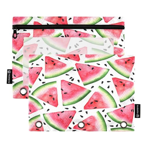 Mnsruu Federmäppchen für 3-Ringbücher mit Reißverschluss, 2 Stück, Federmäppchen mit transparentem Fenster, Kosmetiktasche für Büro, Uni, Büro, Mehrfarbig, Einheitsgröße, Taschen-Organizer von Mnsruu