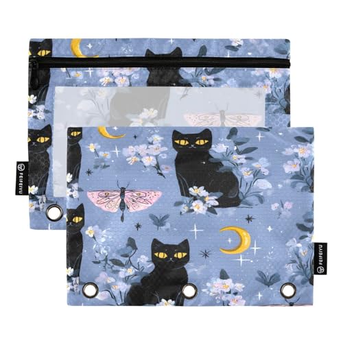 Mnsruu Federmäppchen für 3-Ringbücher mit Reißverschluss, 2 Stück, Federmäppchen mit transparentem Fenster, Kosmetiktasche für Büro, Uni, Büro und Universität, Mehrfarbig, Einheitsgröße von Mnsruu