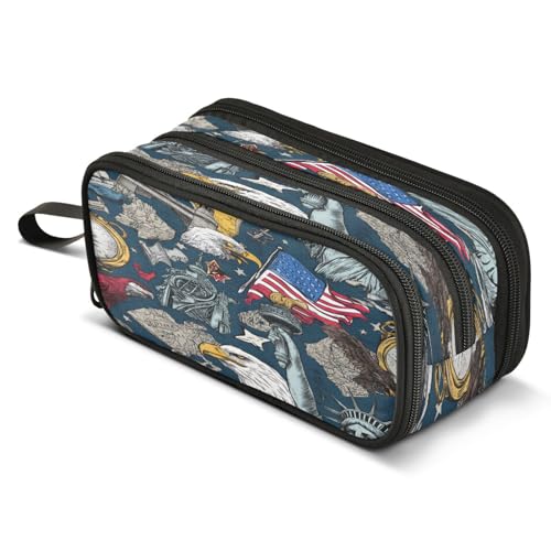 Mnsruu Federmäppchen mit Adlerkarte von Statue Liberty, großes Fassungsvermögen, Stiftetasche, 3 Fächer, große Stiftebox für Jungen und Mädchen, zur Aufbewahrung von Schulen Mnsruu Federmäppchen mit Adlerkarte von Statue Liberty, großes Fassungsvermögen, Stiftetasche, 3 Fächer, große Stiftebox für Jungen und Mädchen, zur Aufbewahrung von Schulen von Mnsruu