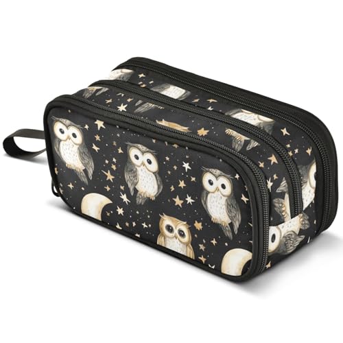 Mnsruu Federmäppchen mit Aquarell-Füchsen, Winterpflanzen, großes Fassungsvermögen, Stifteetui mit 3 Fächern, Stifthalter, Organizer, Schreibwaren-Tasche, B670, Kinderrucksack von Mnsruu