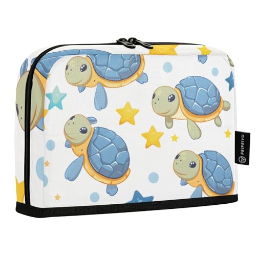 Mnsruu Federmäppchen mit Bild Schildkröte und Sterne, stehendes Federmäppchen, großes Fassungsvermögen, Stiftetasche für Jungen und Mädchen, mehrschichtiges Stifteetui, Stifthalter von Mnsruu