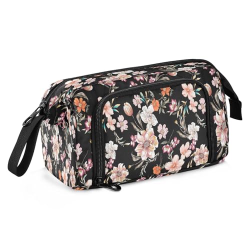 Mnsruu Federmäppchen mit Blumenmuster und Gänseblümchen-Blättern, großes Fassungsvermögen, Federmäppchen, Schreibwarentasche für Büro, Schule, mehrfarbig, Schulranzen von Mnsruu