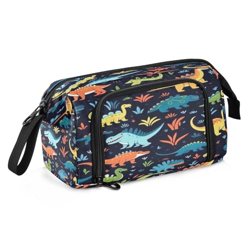 Mnsruu Federmäppchen mit Dinosaurier-Motiv, großes Fassungsvermögen, Stifteetui, Schreibwaren, Büro, Organizer-Tasche für Jungen und Mädchen, 3 Stück von Mnsruu